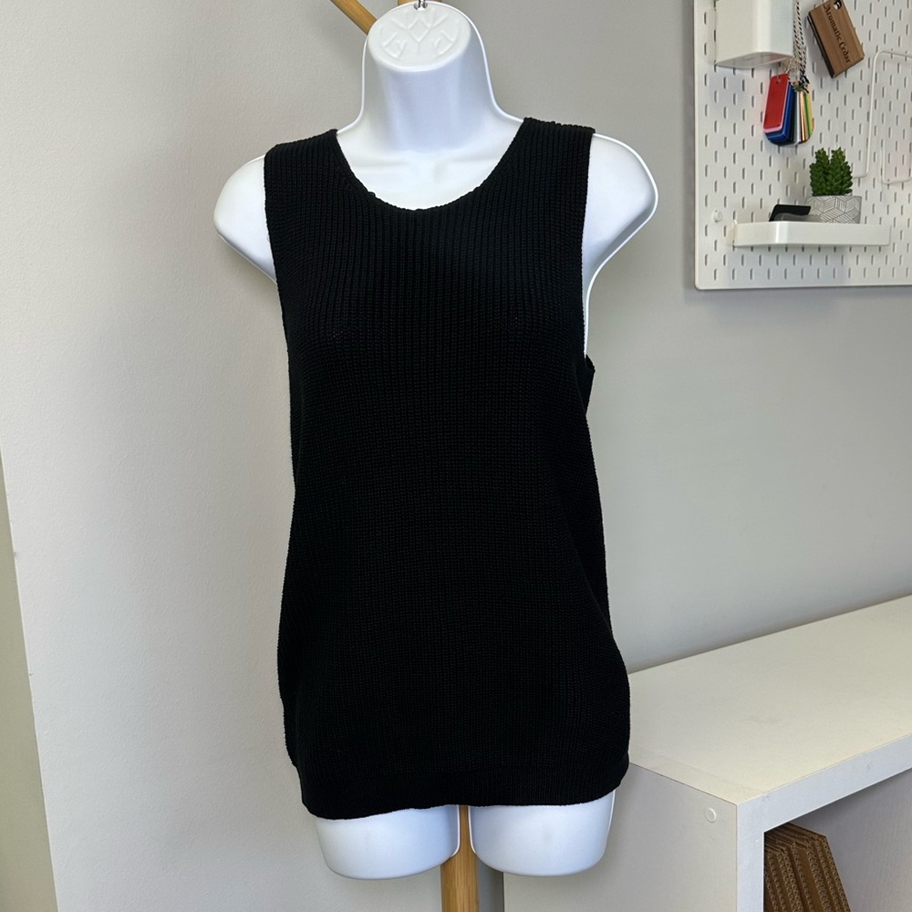 LOFT Black Knit Sleeveless Top Sz M